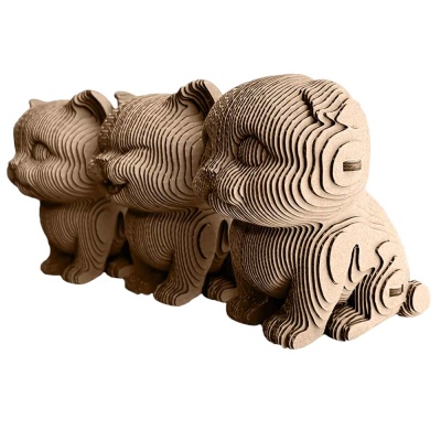 Картонный 3D Конструктор Три котика 215 элементов QBRIX 20021